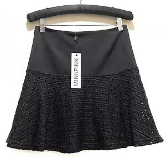 NWT XS Vintage 90s Grunge Rachel Green MINKPInk Black Mini Skirt S. - Picture 6 of 9